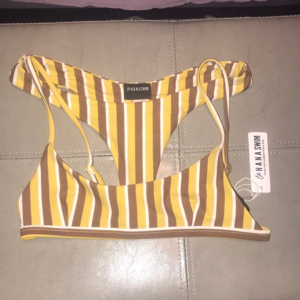 LaHana Swim brown & yellow swim set bikini cheeky